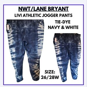 🔥NWT/LANE BRYANT/LIVI ATHLETIC JOGGER PANTS 26/28W NAVY/WHITE